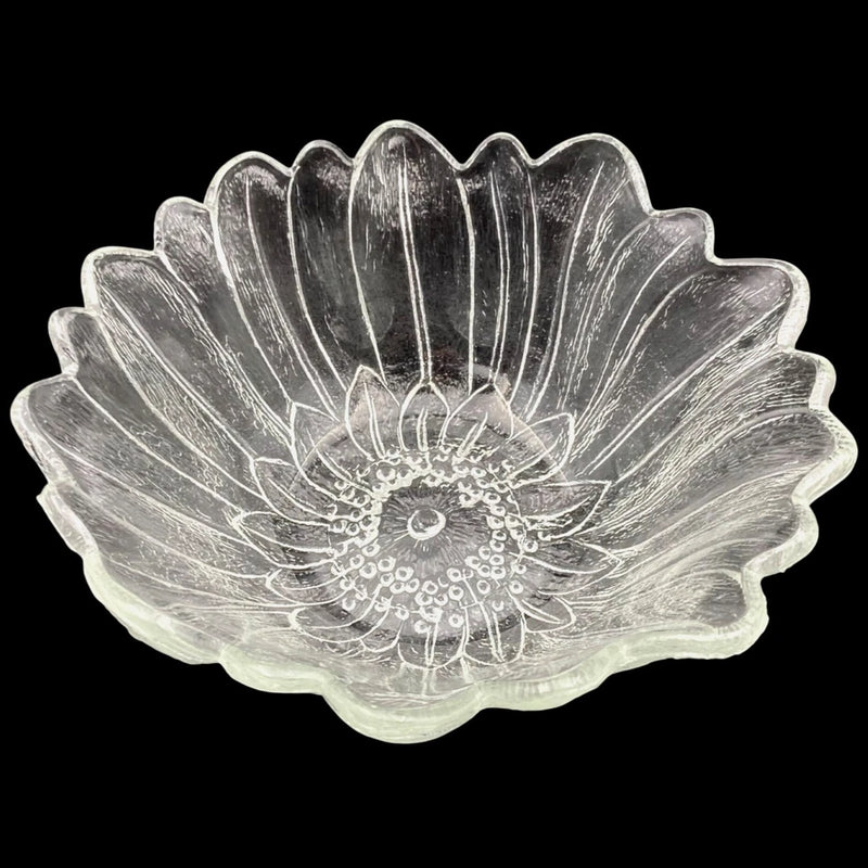 Vintage Indiana Glass Lily Pons Clear 7" Nappy Sunflower Flower Serving Bowl Sunflower