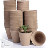 100 Biodegradable 3.15" Peat Seedling Pots with 100 Plant Labels for Gardening Garden Plants