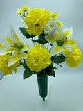DIY Silk Flower Yellow Carnation White Lilly Bouquet (DIY) Carnation