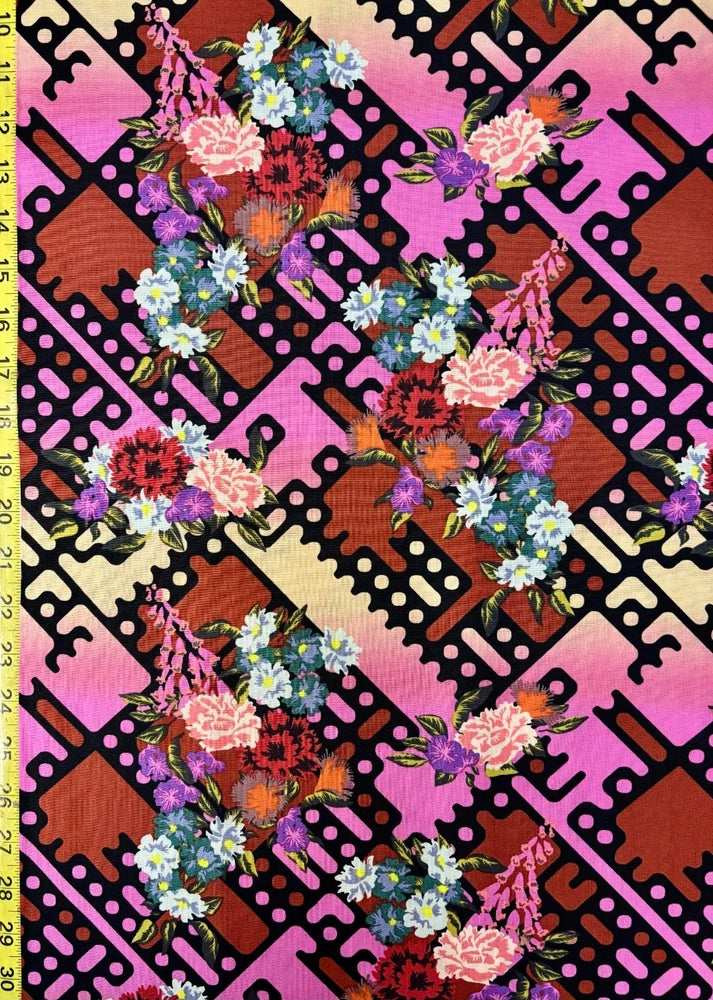 Digital Flowers Alexander Henry Cotton Fabric pink yellow Flowering Plants