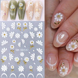 5D Nail Art Stickers Decals Embossed Flowers Floral Daisy Fern Decoration SWD147 Daisies