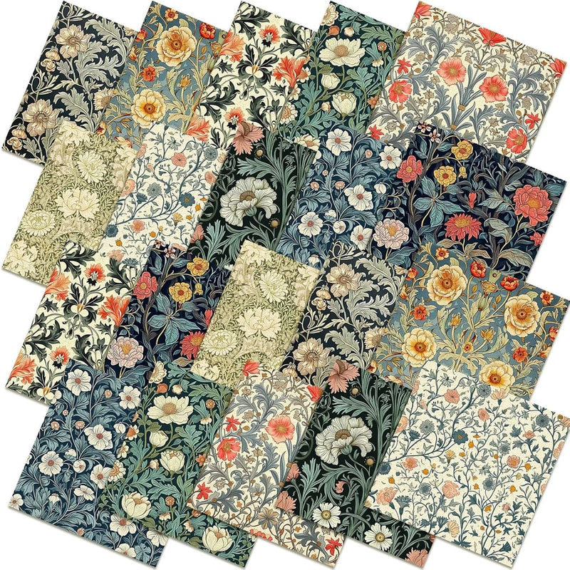 10 Pcs 20''X20'' William Morris Flowers Quilting Fabric Bundles Vintage Floral F Flowering Plants