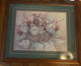 VTG Limited Edition Print "Basket Of Hydrangea" By Lena Liu 432/3500 Green Matt Hydrangea