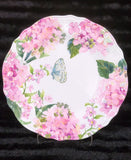 4 Pink Lilac Hydrangea Melamine Dinner Plates 11" Butterfly Floral Spring Summer Hydrangea