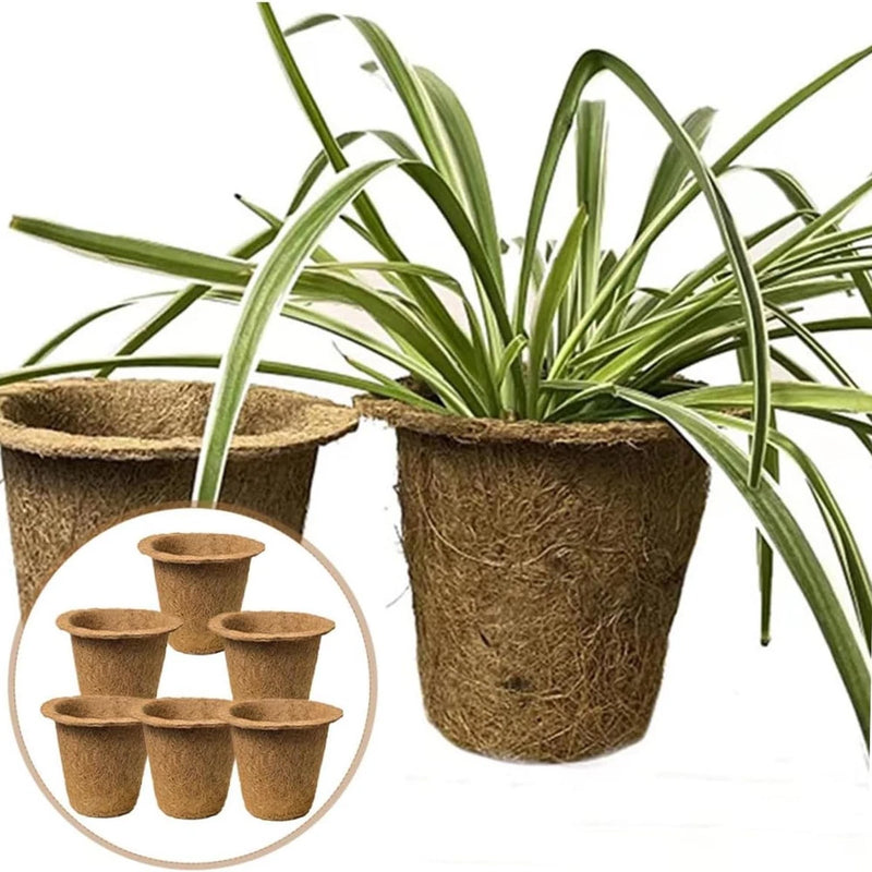 6 Pieces Coir Fiber Nursery Pots Garden Container for Lawn Living Room Patio Garden Plants