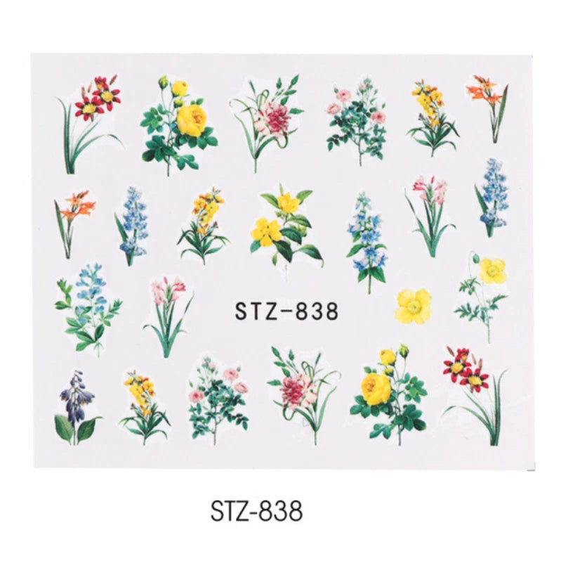 Nail Art Water Transfer Sticker Flower Flora Rose Daisy Lily Decals STZ838 NS10 Lily