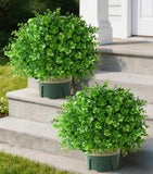 2 Pack Artificial Boxwood Topiary Trees, UV-Resistant Faux Realistic Greenery... Green Plant