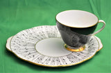 50s ROYAL GRAFTON England Black PAMPAS GRASS Set Cup & Breakfast Saucer #6018 Pampas Grass