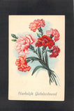 M5047 Flowers Carnations Hearty Greetings c1940 vintage postcard Carnation