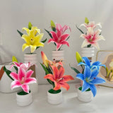 Plastic Artificial Lily Flower Potted Plant for Living Room Office Decor Lily