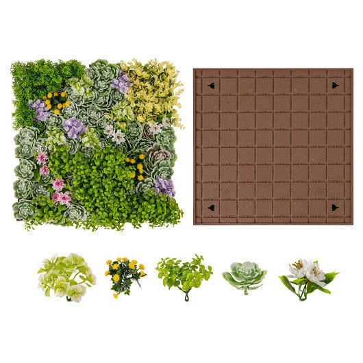 20" x 20" 3D Hanging Succulents with 10 Types of Mixed Faux Plants for Balcony H Green Plant
