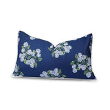 Coastal Patio Indoor Outdoor Lumbar 12"x20" Navy Blue Hydrangea Flower 12"x20" Hydrangea