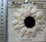 IVORY Burlap Textured SUNFLOWER - SINGLE - Black Centre 85mm across Petaloo KBur Sunflower