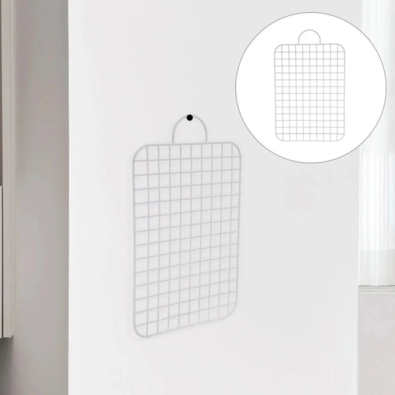 Stainless steel hanging wall planter frame with square grid and top hook