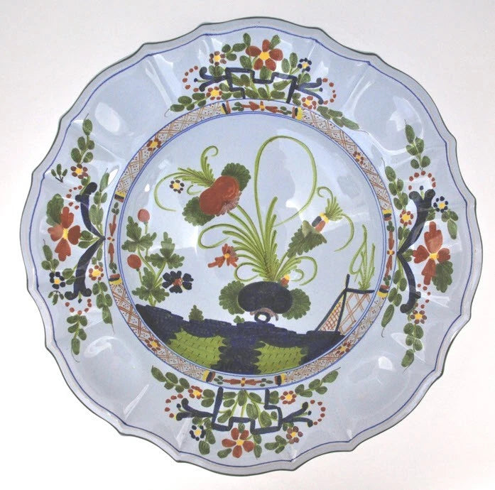 Maestri Maiolicar Italy  Garofano (Carnation) Handpainted 12" Bowl PERFECT Cond. Carnation