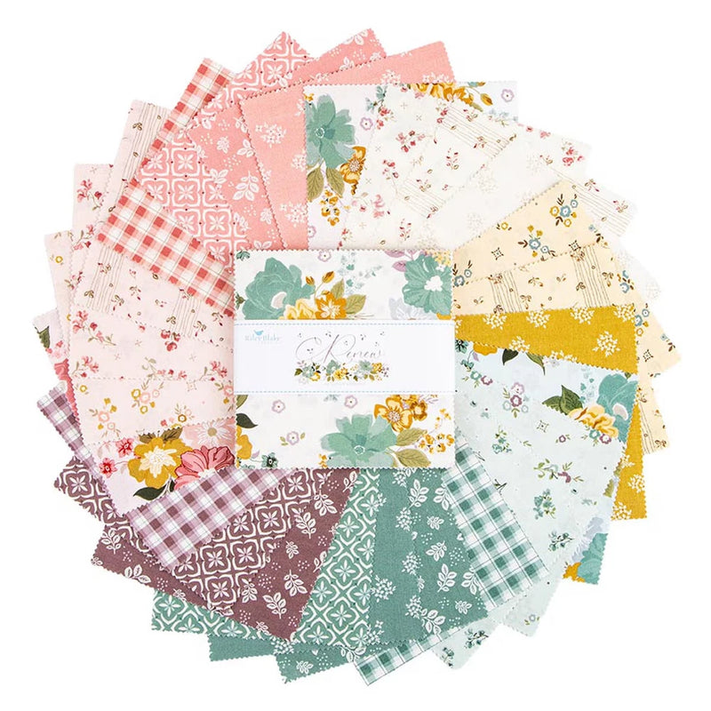 Renew ~ 5" x 5" Squares, Riley Blake $3.99 Ships ANY Amount Of Fabric Flowering Plants
