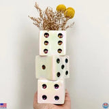 Ceramic Dice Vase - Unique Home Decor for Dried Flowers & Pampas Grass Pampas Grass