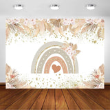 Avezano Boho Rainbow Backdrop for Baby Shower Pampas Grass Bohemian Rainbow Baby Pampas Grass