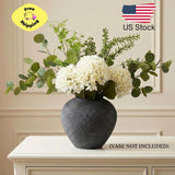 Faux Arrangement - Eucalyptus & White Hydrangea Flowers, Large Artificial Floral Hydrangea