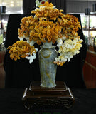 19.2'' Chinese Natural Xiu Jade Carved Fengshui Peony Flower Bottle Vase Statue Peony