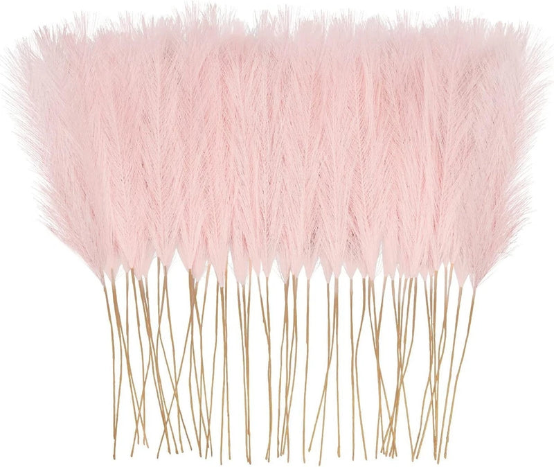obbsie 150pcs Pink Faux Pampas Grass Decor, 21.6" Short Artificial Pompous Gr... Pampas Grass