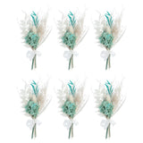 6 Pcs Mini Pampas Grass Dried Flower Bouquet Boho DIY Gift Blue Green Pampas Grass