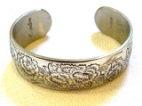 Kirk Stieff Pewter Women's Cuff Bracelet Flower of the Month- Carnation Carnation