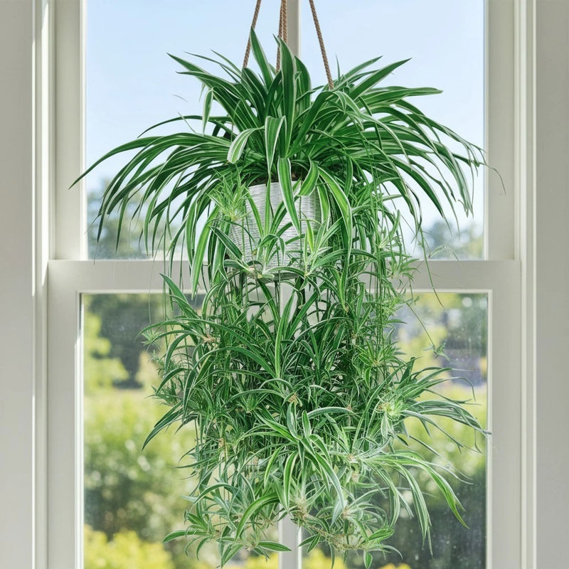 2 Rooted Spider Plant Cuttings Ð Healthy Chlorophytum Offshoots Ð Fast-Growing Green Plant