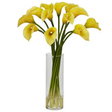 Mini Calla Lily Silk Flower Arrangement - Yellow Lily