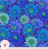 KAFFE FASSETT Free Spirit CACTUS FLOWER J096 Blue Floral Quilt Fabric Flowering Plants