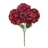 19 In. Deluxe Burgundy Artificial Hydrangea Flower Stem Bush Bouquet (Set of 2) Hydrangea
