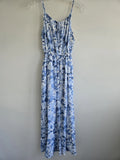 NWT Abercrombie & Fitch Blue White Floral Maxi Dress Cottagecore Hydrangea