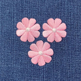 3-Pack Daisy Applique Patch - Embroidered Pink & White Flower Badge 1.5" Iron On Daisies