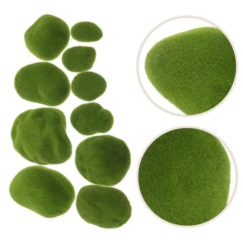 20pcs Artificial Moss Rocks - Realistic Simulation Faux balls - Green Green Plant