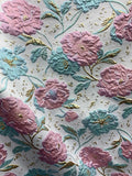PINK GREEN GOLD Floral Brocade Fabric (60 in.) Sold By The Yard Flowering Plants