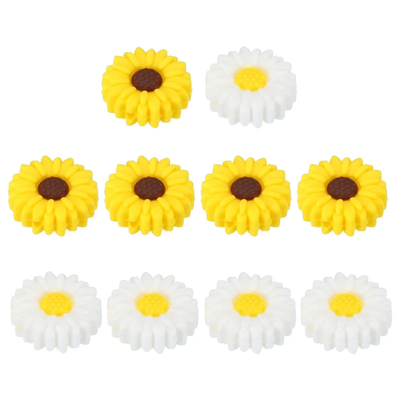 20mm Silicone Flower Beads, 10 Pcs Sunflower Bead, 2 Color Sunflower