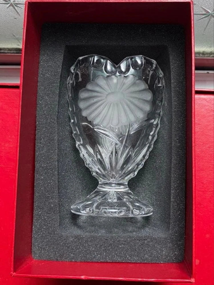 Baccarat Japonism sunflower decorative vase, clear cut-glass with textured floral relief