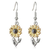 Chic Dainty Cute Tiny Silver Daisy/Sunflower/Lotus/Rose Flower Dangle Drop Earri Sunflower