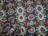 Discount Fabric Challis Rayon Apparel Floral Fuchsia Pink Lime Teal Black E41 Flowering Plants