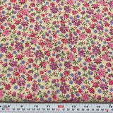 Pink & Purple Florals on Cream Unbranded Cotton Blend Fabric by the HALF YARD Flowering Plants