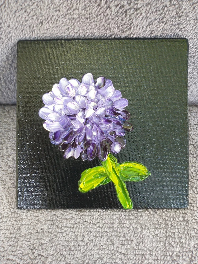 Original Oil Painting PURPLE HYDRANGEA dahlia IMPASTO textured flower art Hydrangea