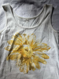 Vintage Flower Tank White/Yellow Size L Sunflower Daisy Top Sunflower