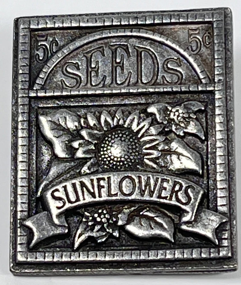 Birds & Bloom Brooch Pin 2003 Sunflower Seeds Pewter Sunflower