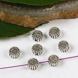 50pcs Tibetan silver color 2sided sunflower spacer beads h2804 Sunflower