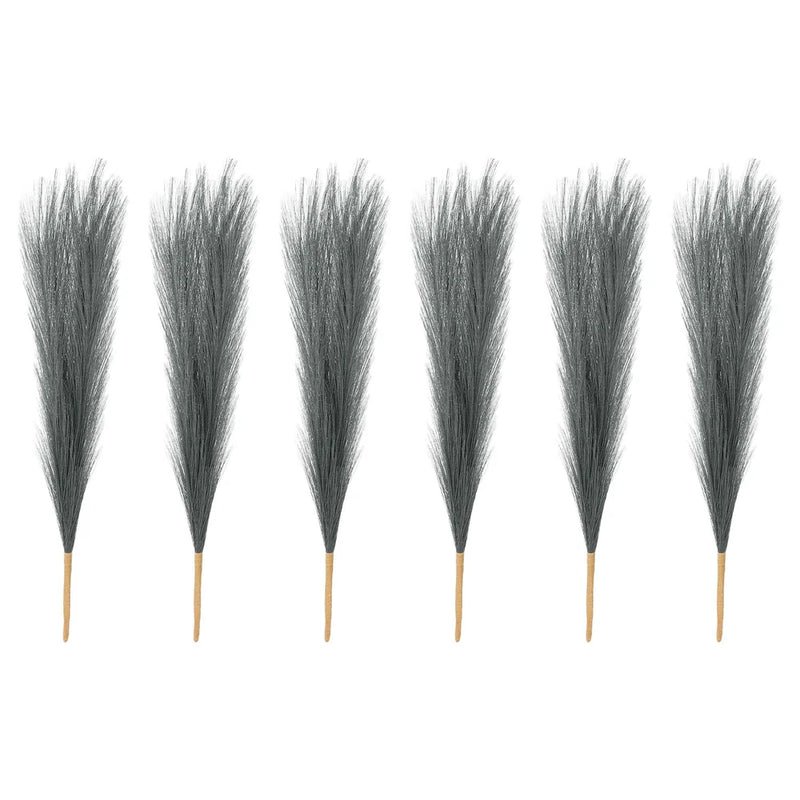 6 Pcs 17 Inch Faux Pampas Grass Artificial Boho Decor Gray Pampas Grass