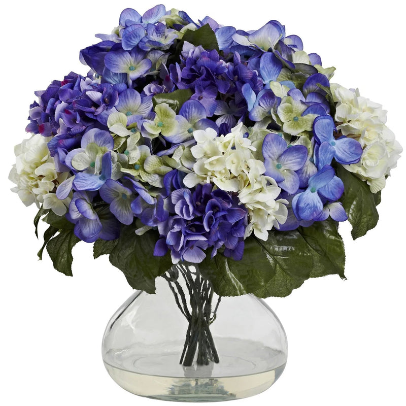 Nearly Natural Hydrangea with Large Vase Hydrangea
