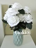 White Bouquet 10 Heads Decoration Artificial Silk Rose Bush Flower Wedding Bouquet