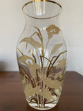 Vintage Bohemia Crystal Clear Calla Lilies Design Vase Gold Trim 9