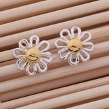 925 Sterling Silver Plated Daisy Flower Stud Earrings For Women Girls 12mm N46 Daisies
