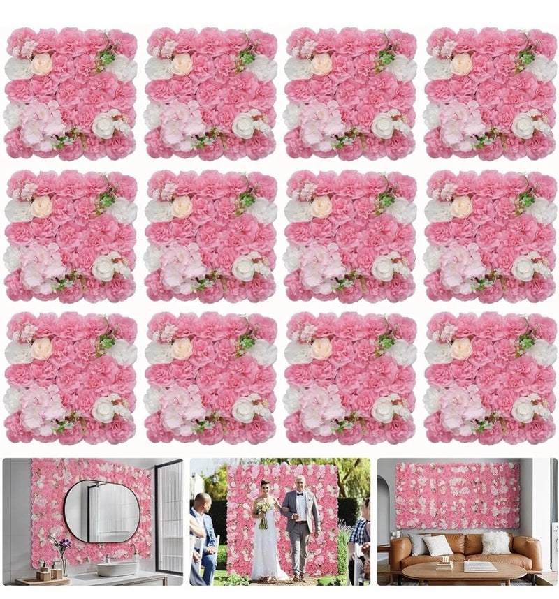 Flower Wall Backdrop 12pcs 16.5x16.5 Inch Artificial Floral Wall Panel #57 Peony
